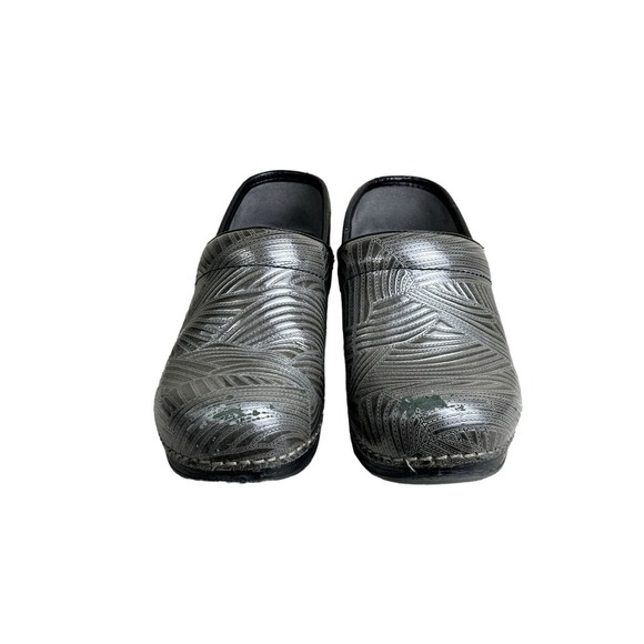 Dansko Metallic Gray Green Leather Clogs Career Work Nurse Size 38 (US 7.5-8) - Picture 12 of 14